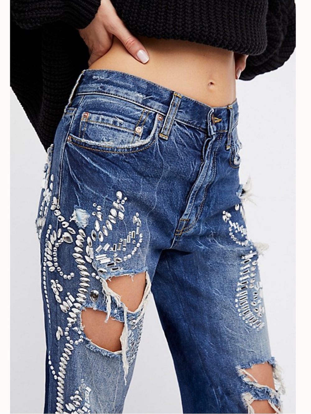 😍😍😍Free People Wiley Beaded Ripped Bootcut Jean
